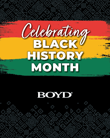 boyd celebrating black history month flag on black background with boyd logo