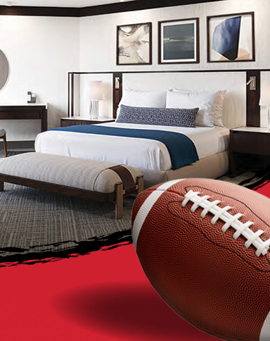 Room image with football in foreground