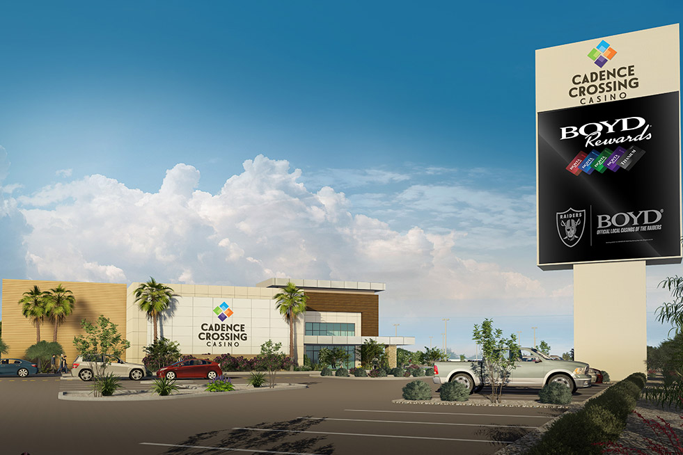 cadence crossing exterior with sign