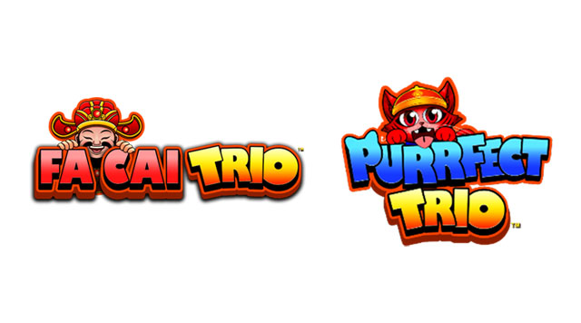 fa cai trio and purrfect trio game logos